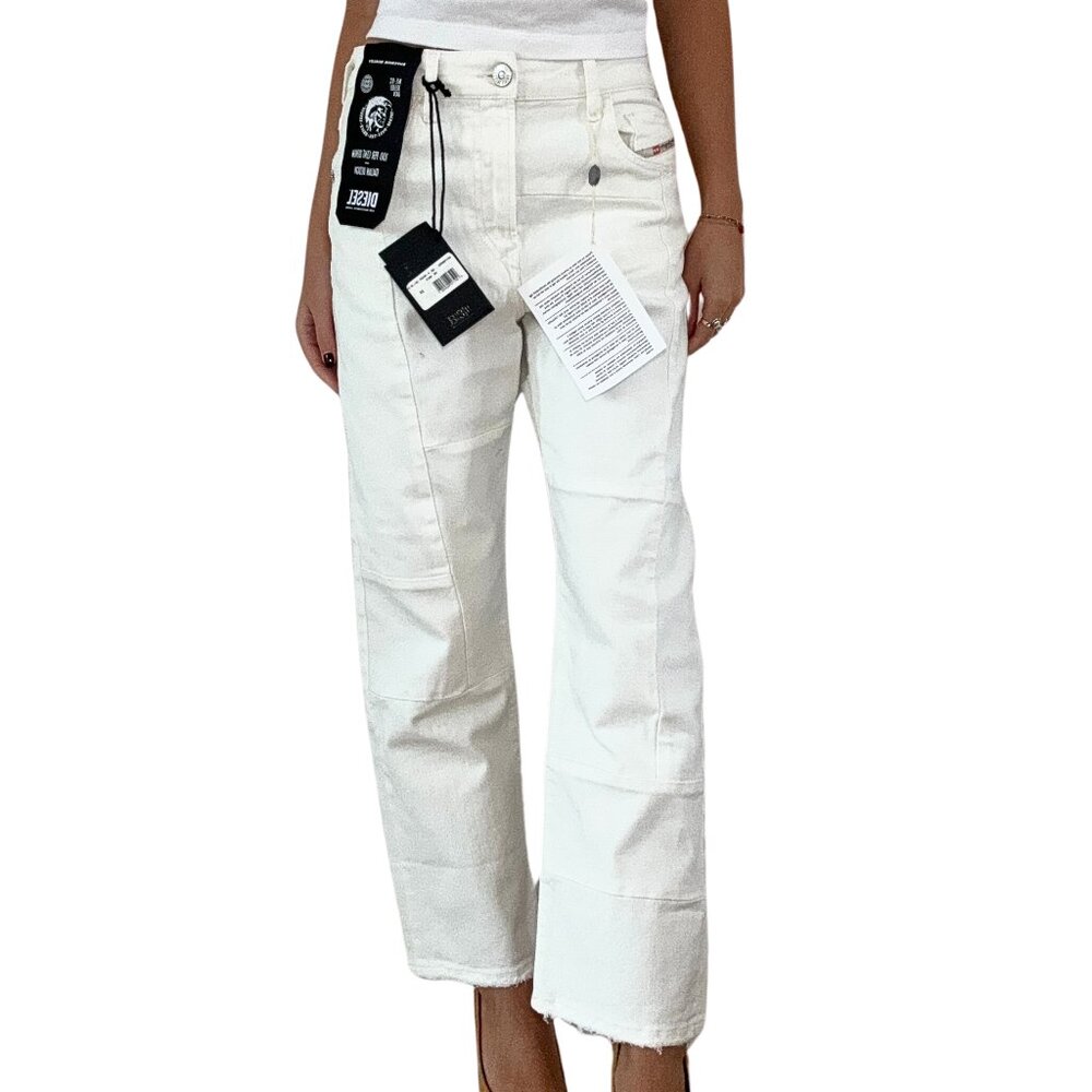 Diesel White Straight Leg Baggy Jeans